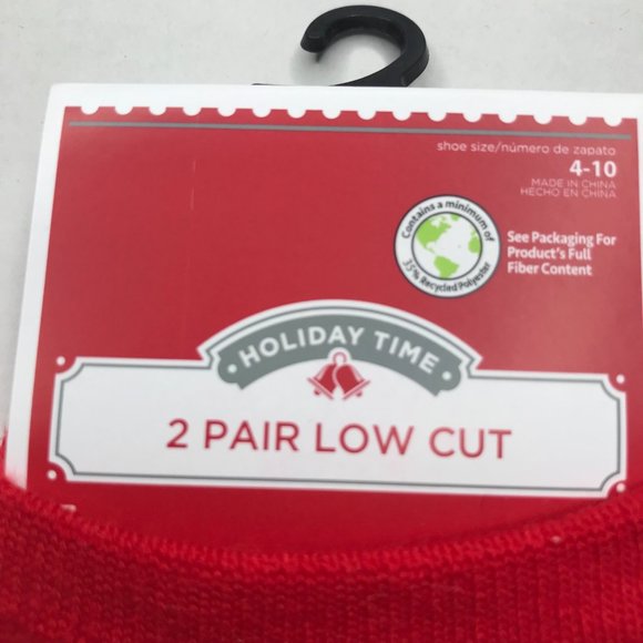 2 Pair Pack Holiday Time Women's Low Cut Socks Red/White Snow Man Size 4-10 New - Picture 5 of 6